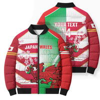 Japan and Wales Rugby Custom Bomber Puffer Jacket Brave Blossoms Welsh Dragon Together LT14 - Polynesian Pride