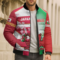 Japan and Wales Rugby Custom Bomber Puffer Jacket Brave Blossoms Welsh Dragon Together LT14 - Polynesian Pride