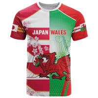 Japan and Wales Rugby Custom T Shirt Brave Blossoms Welsh Dragon Together LT14 Red - Polynesian Pride