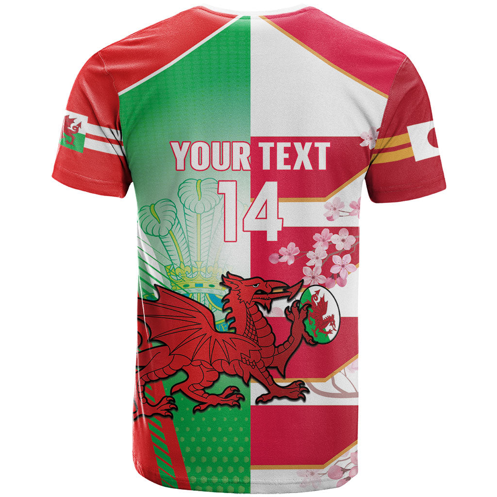 Japan and Wales Rugby Custom T Shirt Brave Blossoms Welsh Dragon Together LT14 - Polynesian Pride