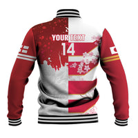 Japan and England Rugby Custom Baseball Jacket Brave Blossoms Red Roses Together LT14 - Polynesian Pride