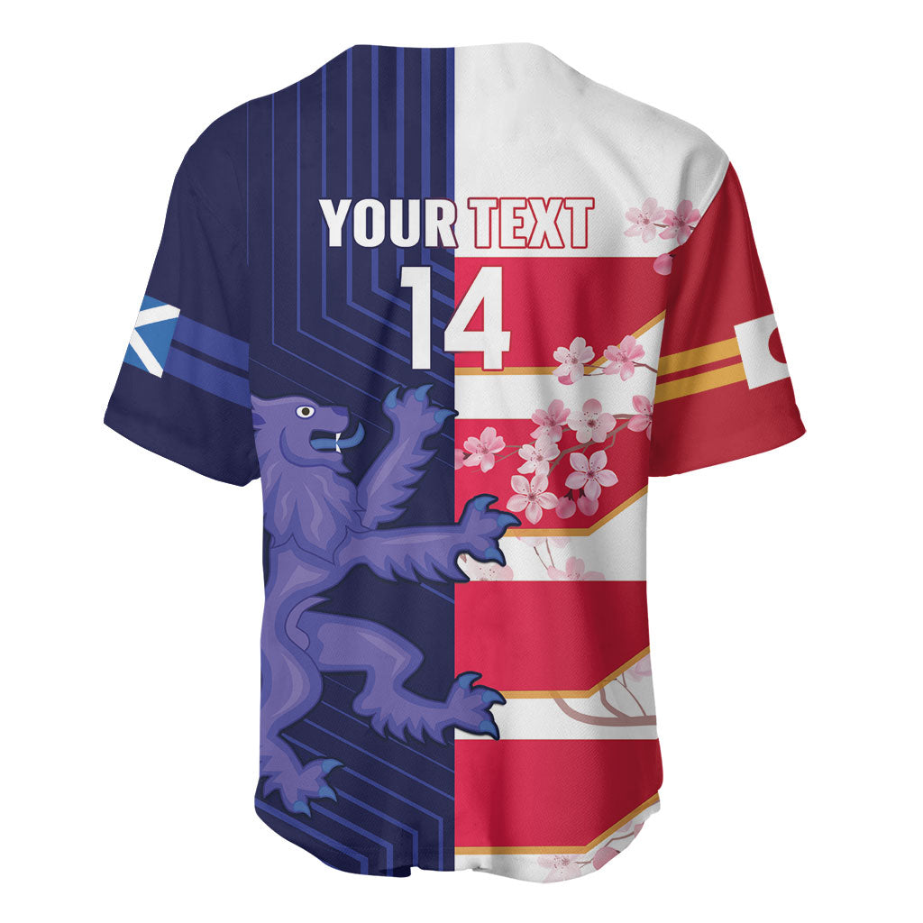 Japan and Scotland Rugby Custom Baseball Jersey Brave Blossoms Scottish Thistle Together LT14 - Polynesian Pride