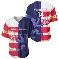 Japan and Scotland Rugby Custom Baseball Jersey Brave Blossoms Scottish Thistle Together LT14 - Polynesian Pride