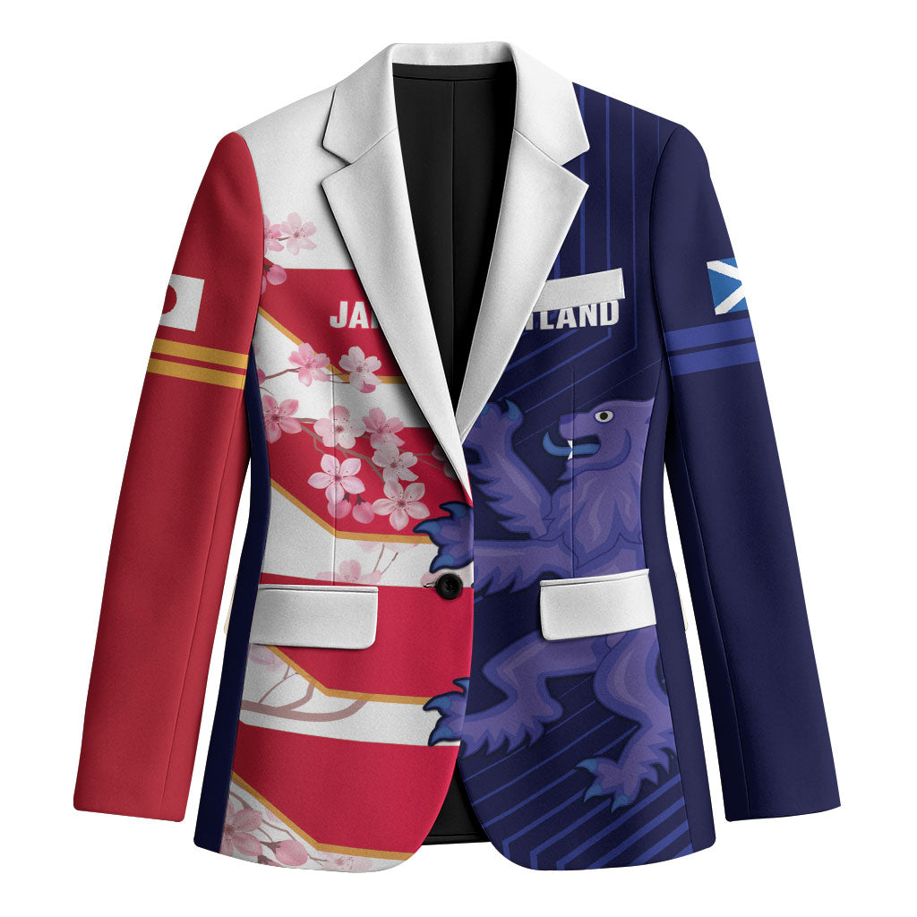 Japan and Scotland Rugby Custom Blazer Brave Blossoms Scottish Thistle Together LT14 Unisex Multicolor - Polynesian Pride
