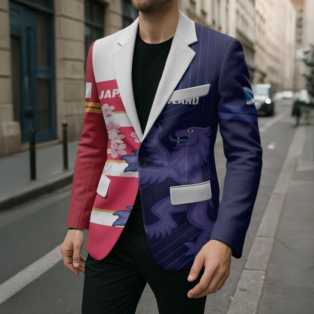 Japan and Scotland Rugby Custom Blazer Brave Blossoms Scottish Thistle Together LT14 - Polynesian Pride