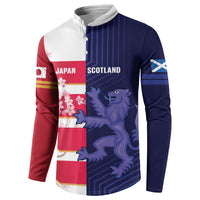 Japan and Scotland Rugby Custom Button Sweatshirt Brave Blossoms Scottish Thistle Together LT14 - Polynesian Pride