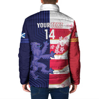 Japan and Scotland Rugby Custom Padded Jacket Brave Blossoms Scottish Thistle Together LT14 - Polynesian Pride