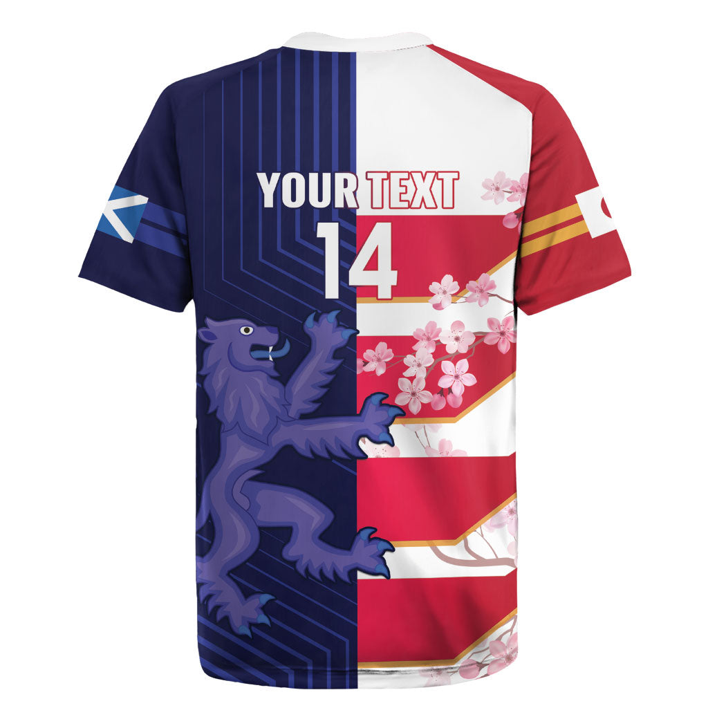 Japan and Scotland Rugby Custom Rugby Jersey Brave Blossoms Scottish Thistle Together LT14 - Polynesian Pride