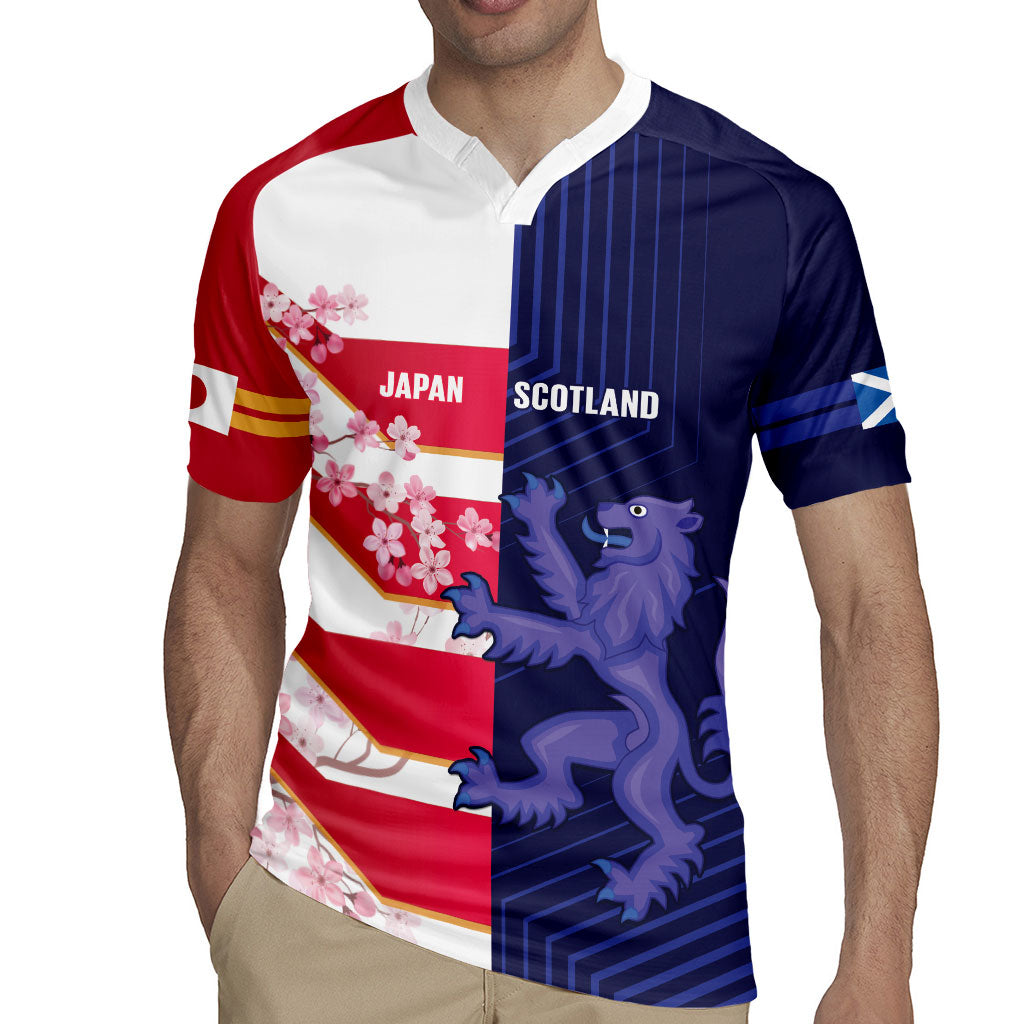 Japan and Scotland Rugby Custom Rugby Jersey Brave Blossoms Scottish Thistle Together LT14 - Polynesian Pride