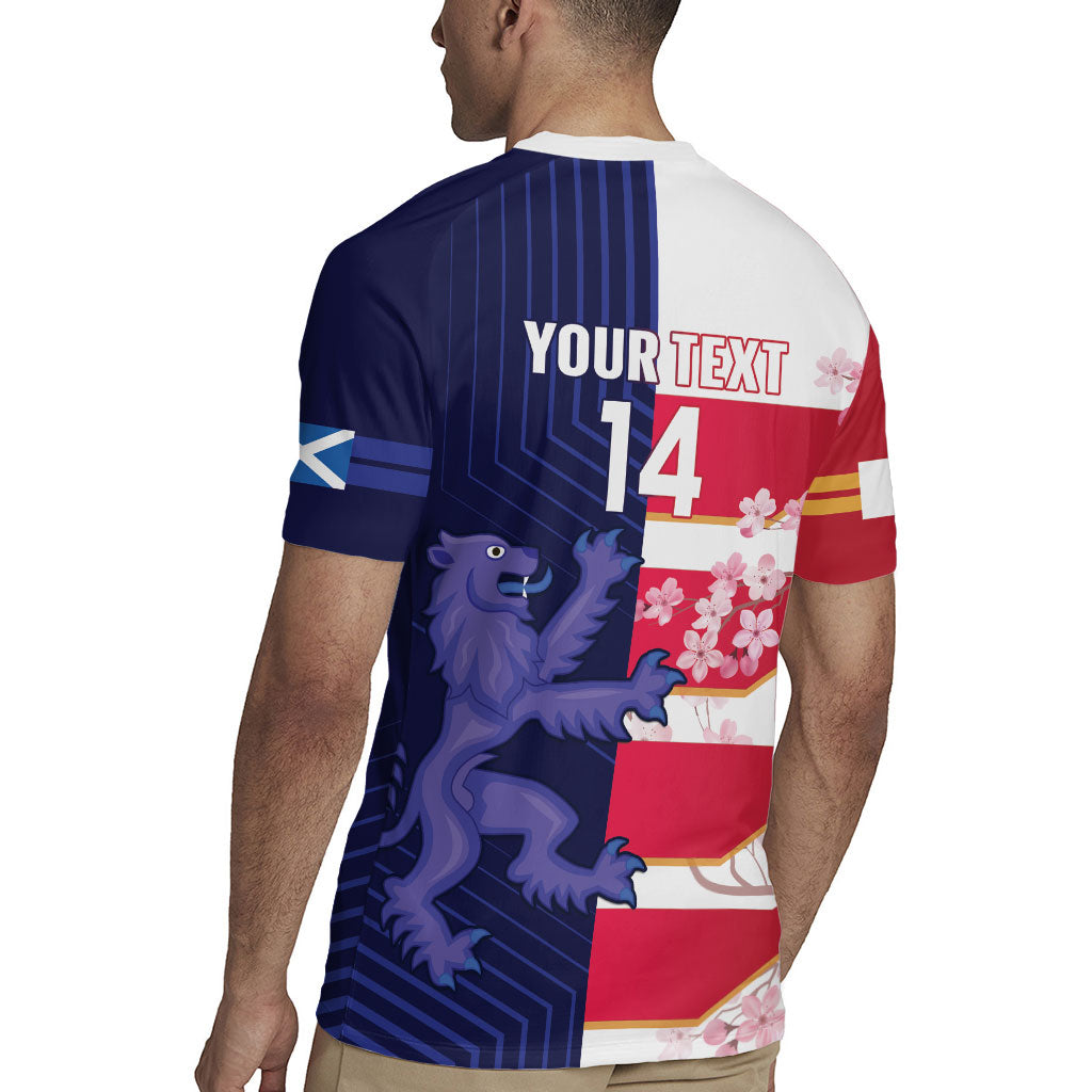 Japan and Scotland Rugby Custom Rugby Jersey Brave Blossoms Scottish Thistle Together LT14 - Polynesian Pride