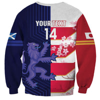 Japan and Scotland Rugby Custom Sweatshirt Brave Blossoms Scottish Thistle Together LT14 - Polynesian Pride