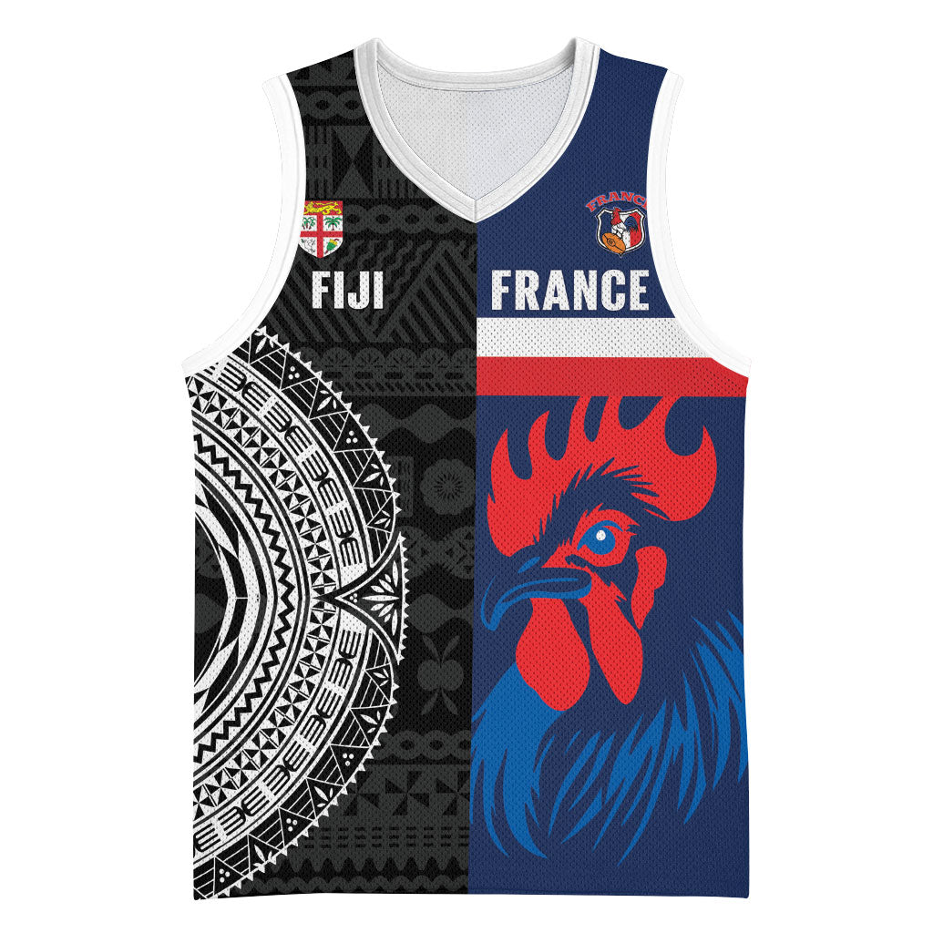 Fiji and France Rugby Custom Basketball Jersey Flying Fijian Les Bleus Together LT14 Unisex Multicolor - Polynesian Pride