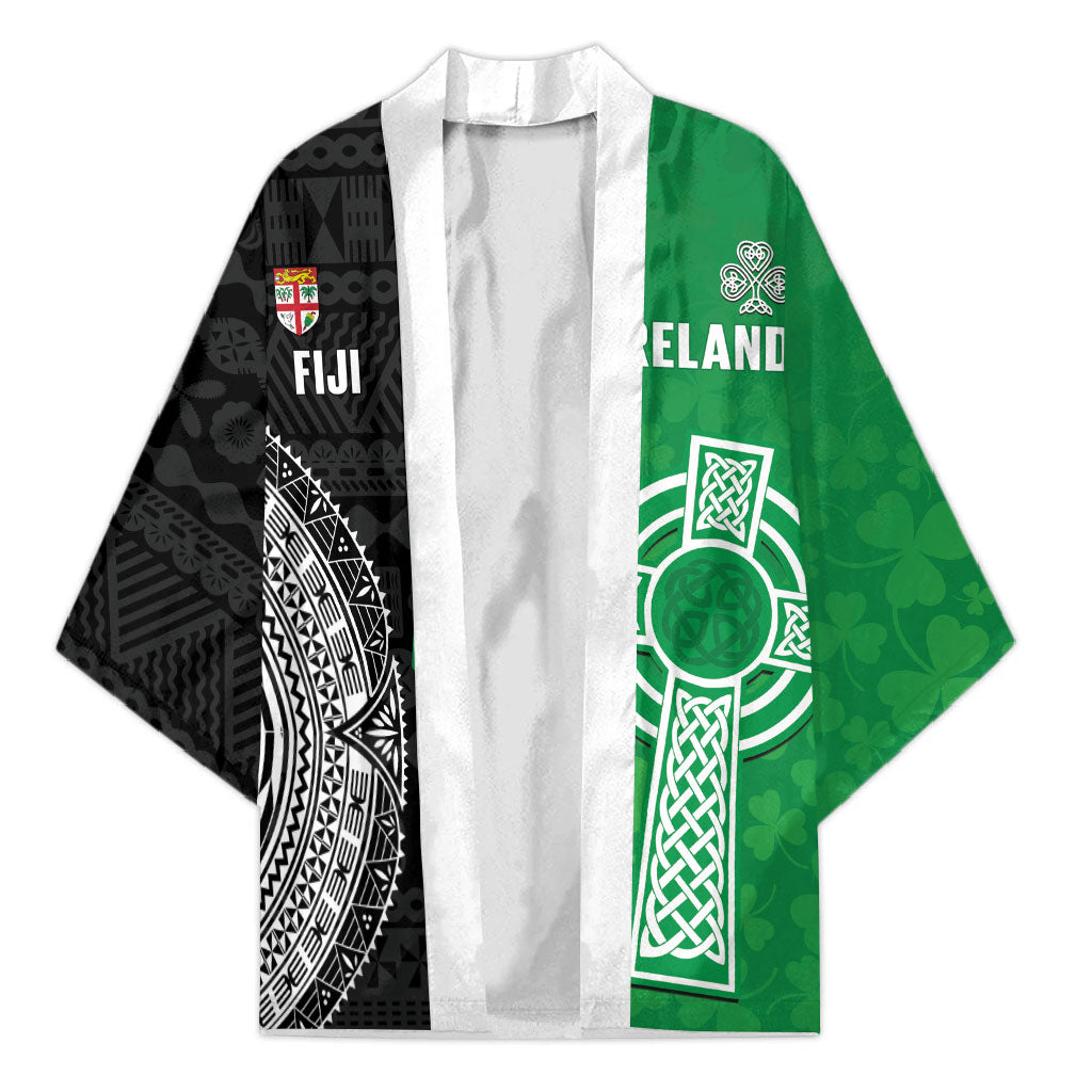 Fiji and Ireland Rugby Custom Kimono Flying Fijian Irish Shamrocks Together LT14 Unisex Multicolor - Polynesian Pride