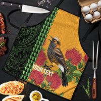Personalized Hawaii Akohekohe Ohia Lehua Apron Crested Honeycreeper Kakau Hawaiian Pattern LT14 Orange - Polynesian Pride