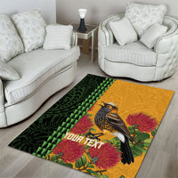 Personalized Hawaii Akohekohe Ohia Lehua Area Rug Crested Honeycreeper Kakau Hawaiian Pattern LT14 - Polynesian Pride