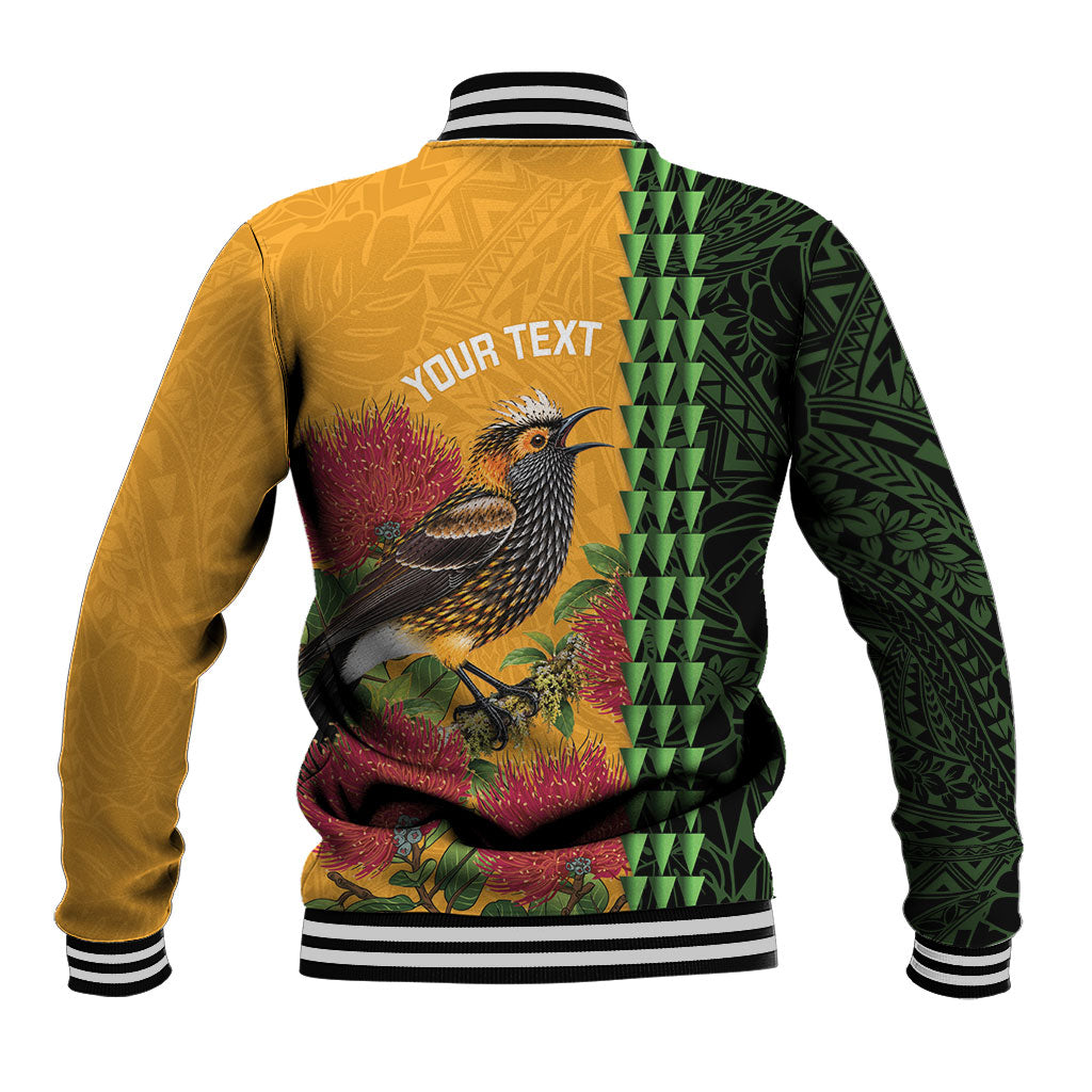 Personalized Hawaii Akohekohe Ohia Lehua Baseball Jacket Crested Honeycreeper Kakau Hawaiian Pattern LT14 - Polynesian Pride