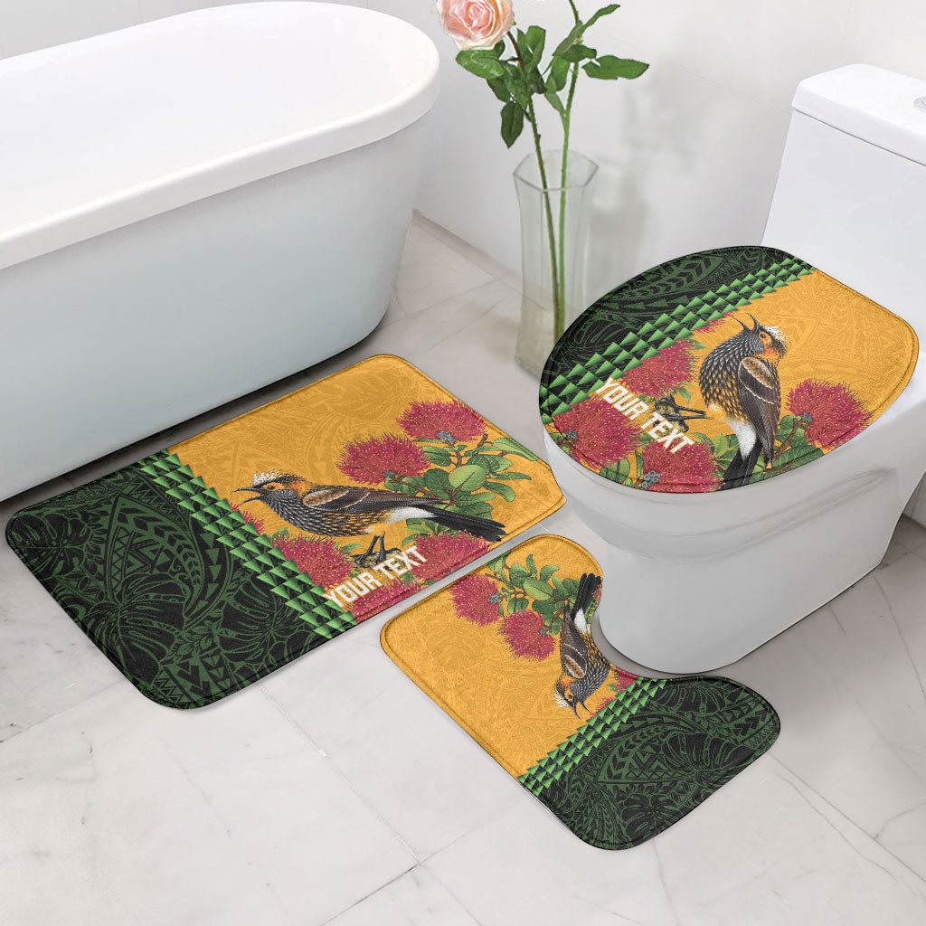Personalized Hawaii Akohekohe Ohia Lehua Bathroom Set Crested Honeycreeper Kakau Hawaiian Pattern LT14 - Polynesian Pride