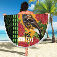 Personalized Hawaii Akohekohe Ohia Lehua Beach Blanket Crested Honeycreeper Kakau Hawaiian Pattern LT14 - Polynesian Pride