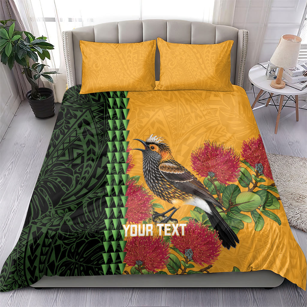 Personalized Hawaii Akohekohe Ohia Lehua Bedding Set Crested Honeycreeper Kakau Hawaiian Pattern LT14 - Polynesian Pride