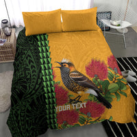 Personalized Hawaii Akohekohe Ohia Lehua Bedding Set Crested Honeycreeper Kakau Hawaiian Pattern LT14 - Polynesian Pride