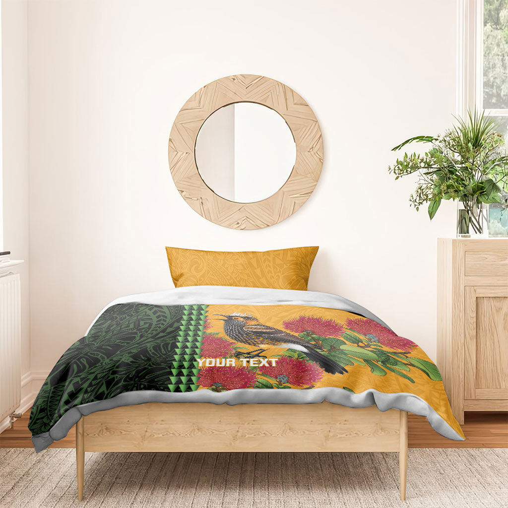 Personalized Hawaii Akohekohe Ohia Lehua Bedding Set Crested Honeycreeper Kakau Hawaiian Pattern LT14 - Polynesian Pride