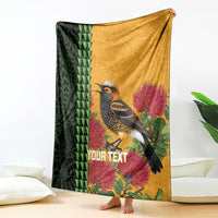 Personalized Hawaii Akohekohe Ohia Lehua Blanket Crested Honeycreeper Kakau Hawaiian Pattern LT14 - Polynesian Pride
