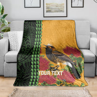 Personalized Hawaii Akohekohe Ohia Lehua Blanket Crested Honeycreeper Kakau Hawaiian Pattern LT14 - Polynesian Pride