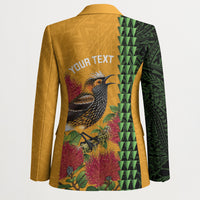 Personalized Hawaii Akohekohe Ohia Lehua Blazer Crested Honeycreeper Kakau Hawaiian Pattern LT14 - Polynesian Pride