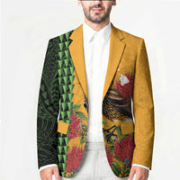 Personalized Hawaii Akohekohe Ohia Lehua Blazer Crested Honeycreeper Kakau Hawaiian Pattern LT14 - Polynesian Pride