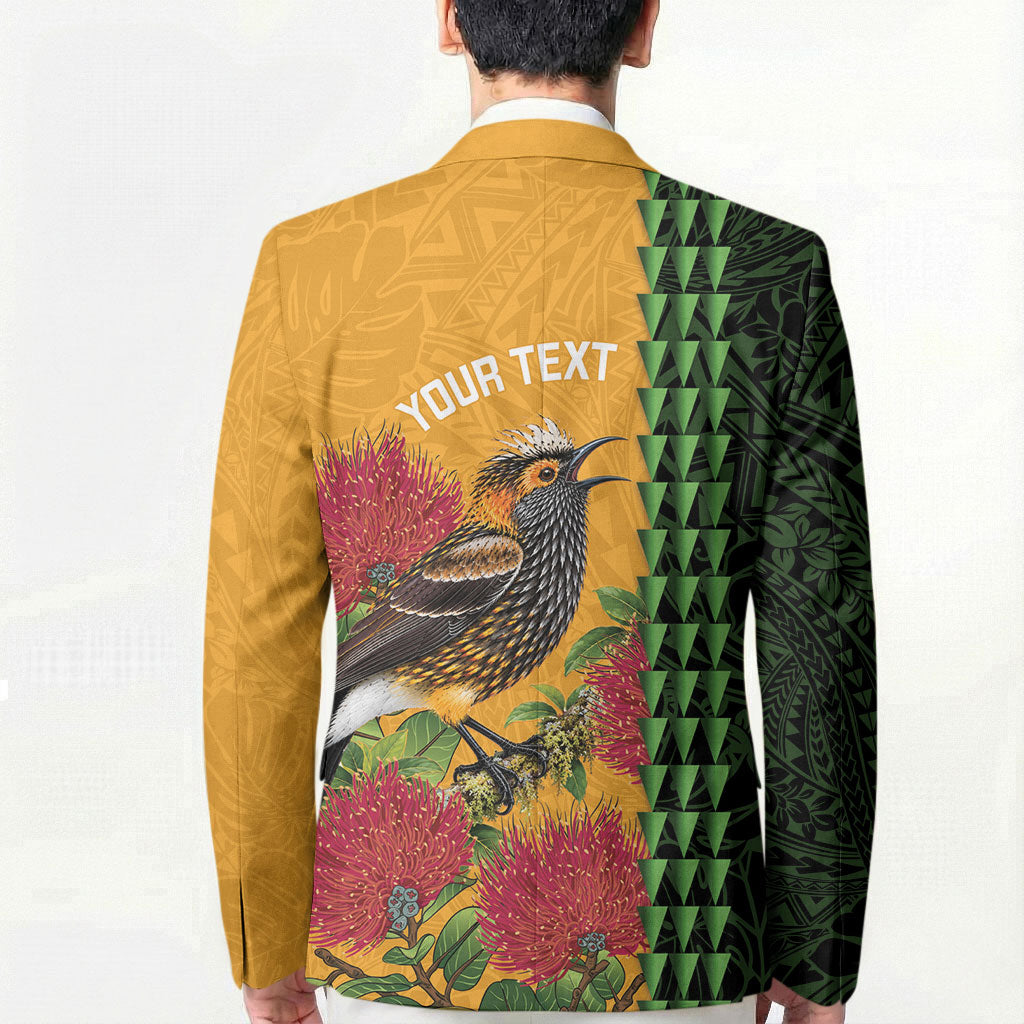 Personalized Hawaii Akohekohe Ohia Lehua Blazer Crested Honeycreeper Kakau Hawaiian Pattern LT14 - Polynesian Pride