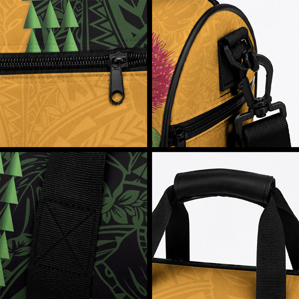 Personalized Hawaii Akohekohe Ohia Lehua Duffle Bag Crested Honeycreeper Kakau Hawaiian Pattern LT14 - Polynesian Pride
