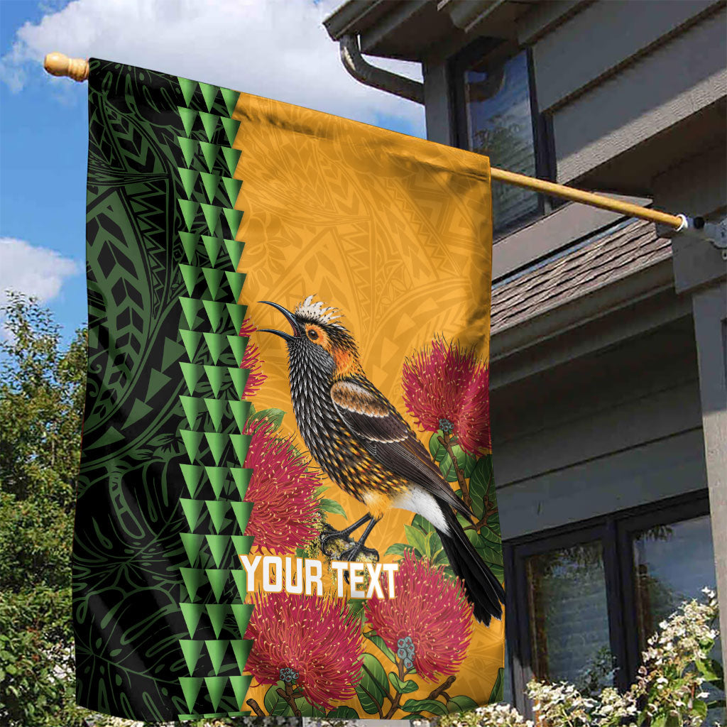 Personalized Hawaii Akohekohe Ohia Lehua Garden Flag Crested Honeycreeper Kakau Hawaiian Pattern LT14 - Polynesian Pride