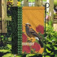 Personalized Hawaii Akohekohe Ohia Lehua Garden Flag Crested Honeycreeper Kakau Hawaiian Pattern LT14 Garden Flag Orange - Polynesian Pride