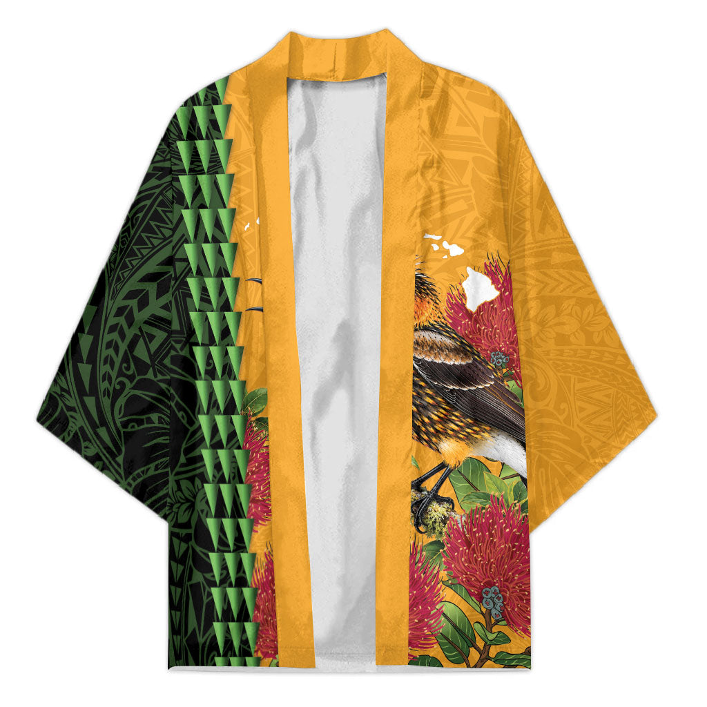 Personalized Hawaii Akohekohe Ohia Lehua Kimono Crested Honeycreeper Kakau Hawaiian Pattern LT14 Unisex Orange - Polynesian Pride