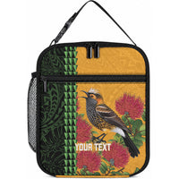 Personalized Hawaii Akohekohe Ohia Lehua Lunch Bag Crested Honeycreeper Kakau Hawaiian Pattern LT14 10.2 × 8.3 × 4.3 inch Orange - Polynesian Pride