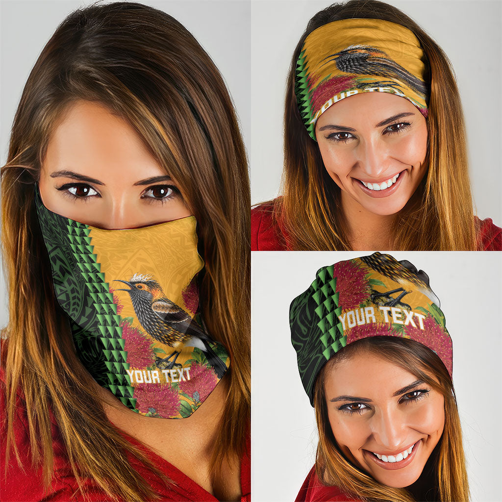 Personalized Hawaii Akohekohe Ohia Lehua Neck Gaiter Crested Honeycreeper Kakau Hawaiian Pattern LT14 - Polynesian Pride