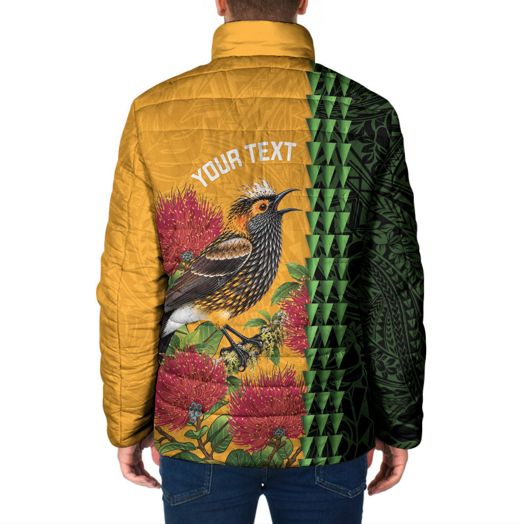 Personalized Hawaii Akohekohe Ohia Lehua Padded Jacket Crested Honeycreeper Kakau Hawaiian Pattern LT14 - Polynesian Pride