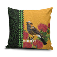 Personalized Hawaii Akohekohe Ohia Lehua Pillow Cover Crested Honeycreeper Kakau Hawaiian Pattern LT14 Orange - Polynesian Pride