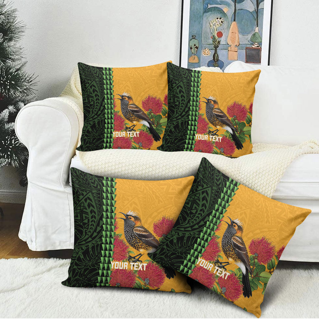 Personalized Hawaii Akohekohe Ohia Lehua Pillow Cover Crested Honeycreeper Kakau Hawaiian Pattern LT14 - Polynesian Pride