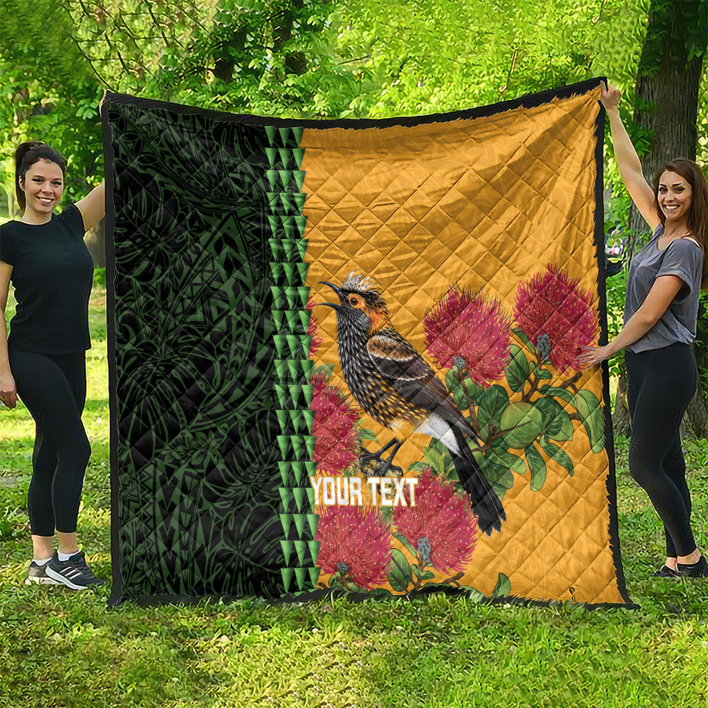 Personalized Hawaii Akohekohe Ohia Lehua Quilt Crested Honeycreeper Kakau Hawaiian Pattern LT14 - Polynesian Pride