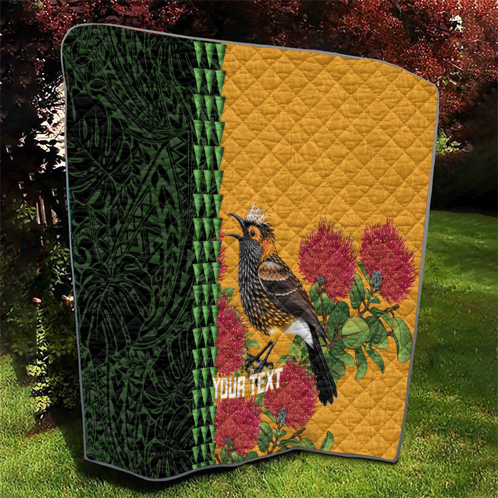 Personalized Hawaii Akohekohe Ohia Lehua Quilt Crested Honeycreeper Kakau Hawaiian Pattern LT14 - Polynesian Pride