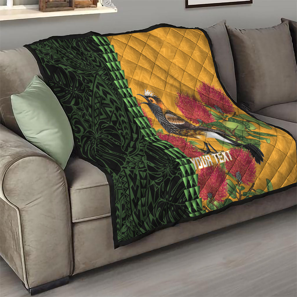 Personalized Hawaii Akohekohe Ohia Lehua Quilt Crested Honeycreeper Kakau Hawaiian Pattern LT14 - Polynesian Pride