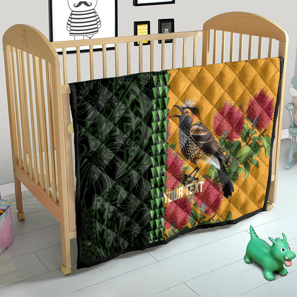 Personalized Hawaii Akohekohe Ohia Lehua Quilt Crested Honeycreeper Kakau Hawaiian Pattern LT14 - Polynesian Pride