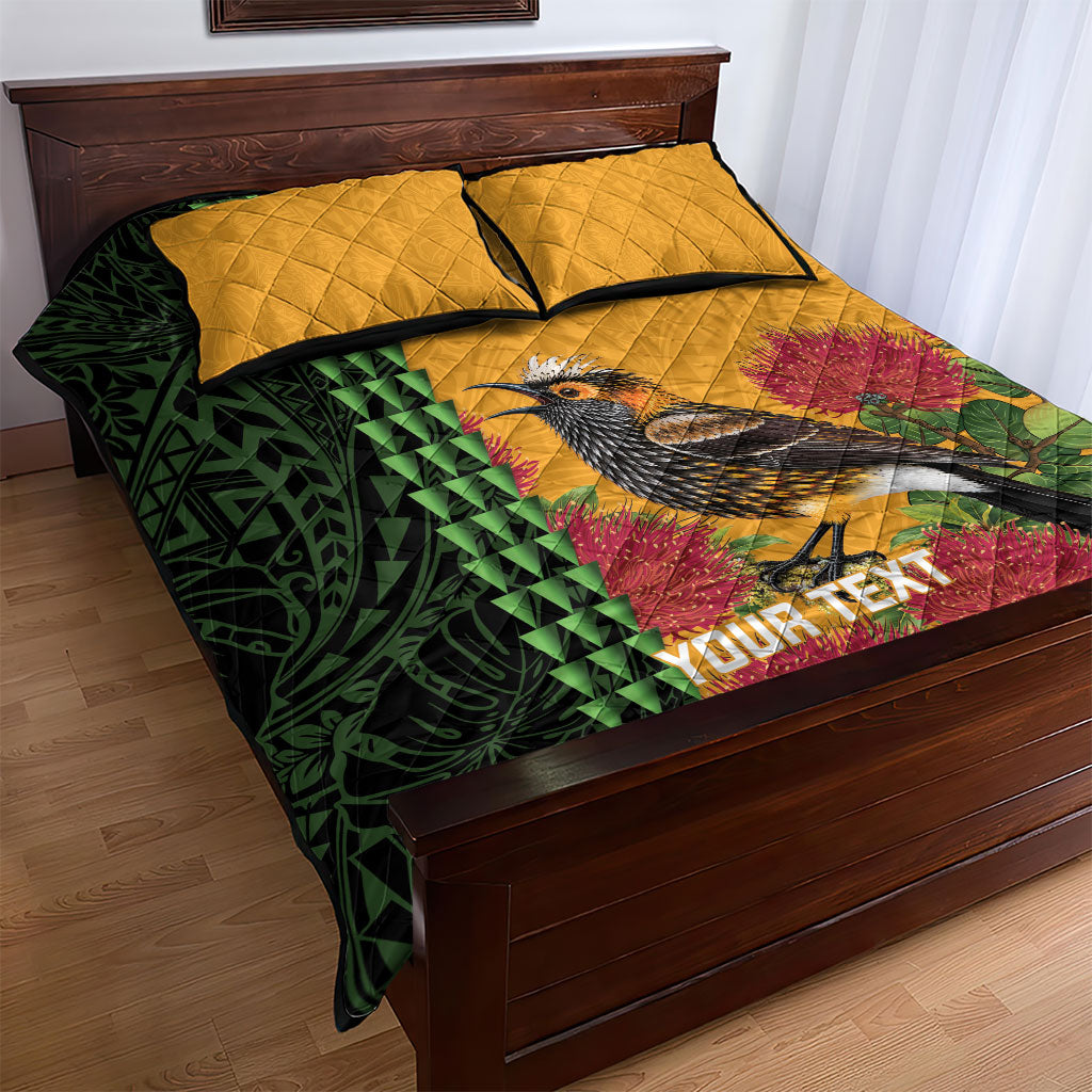 Personalized Hawaii Akohekohe Ohia Lehua Quilt Bed Set Crested Honeycreeper Kakau Hawaiian Pattern LT14 - Polynesian Pride
