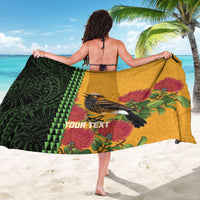 Personalized Hawaii Akohekohe Ohia Lehua Sarong Crested Honeycreeper Kakau Hawaiian Pattern LT14 - Polynesian Pride
