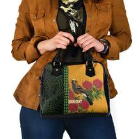 Personalized Hawaii Akohekohe Ohia Lehua Shoulder Handbag Crested Honeycreeper Kakau Hawaiian Pattern LT14 - Polynesian Pride