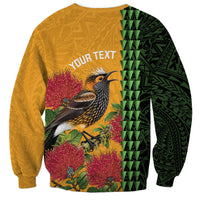 Personalized Hawaii Akohekohe Ohia Lehua Sweatshirt Crested Honeycreeper Kakau Hawaiian Pattern LT14 - Polynesian Pride