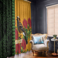 Personalized Hawaii Akohekohe Ohia Lehua Window Curtain Crested Honeycreeper Kakau Hawaiian Pattern LT14 - Polynesian Pride