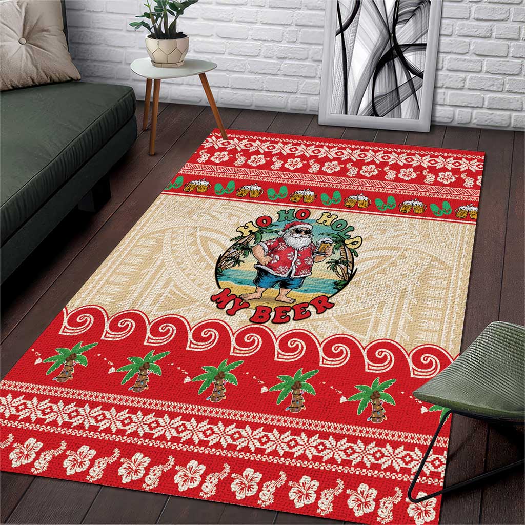 Mele Kalikimaka Hawaii Area Rug Funny Beer-Loving Santa Hawaiian Tropical - Polynesian Pride