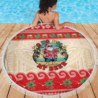 Mele Kalikimaka Hawaii Beach Blanket Funny Beer-Loving Santa Hawaiian Tropical - Polynesian Pride